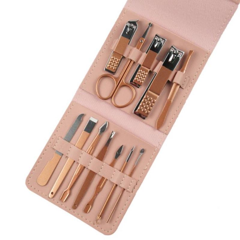 12 pieces of 16 pieces nail clippers set stainless steel nail art pedicure exfoliating nail file nail clippers set storage bag