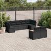 VidaXL Garden Lounge Set with Cushions 9 Pcs, Patio Sofas, Patio Furniture Set, Outdoor Furniture, Black 3226286