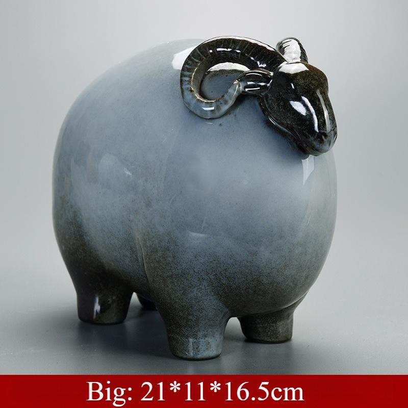 Y Ceramic Animal Sheep Family Ornaments Lucky Gift for New House Home Living Room Porch Office TV Cabinet Desktop Art Decoration