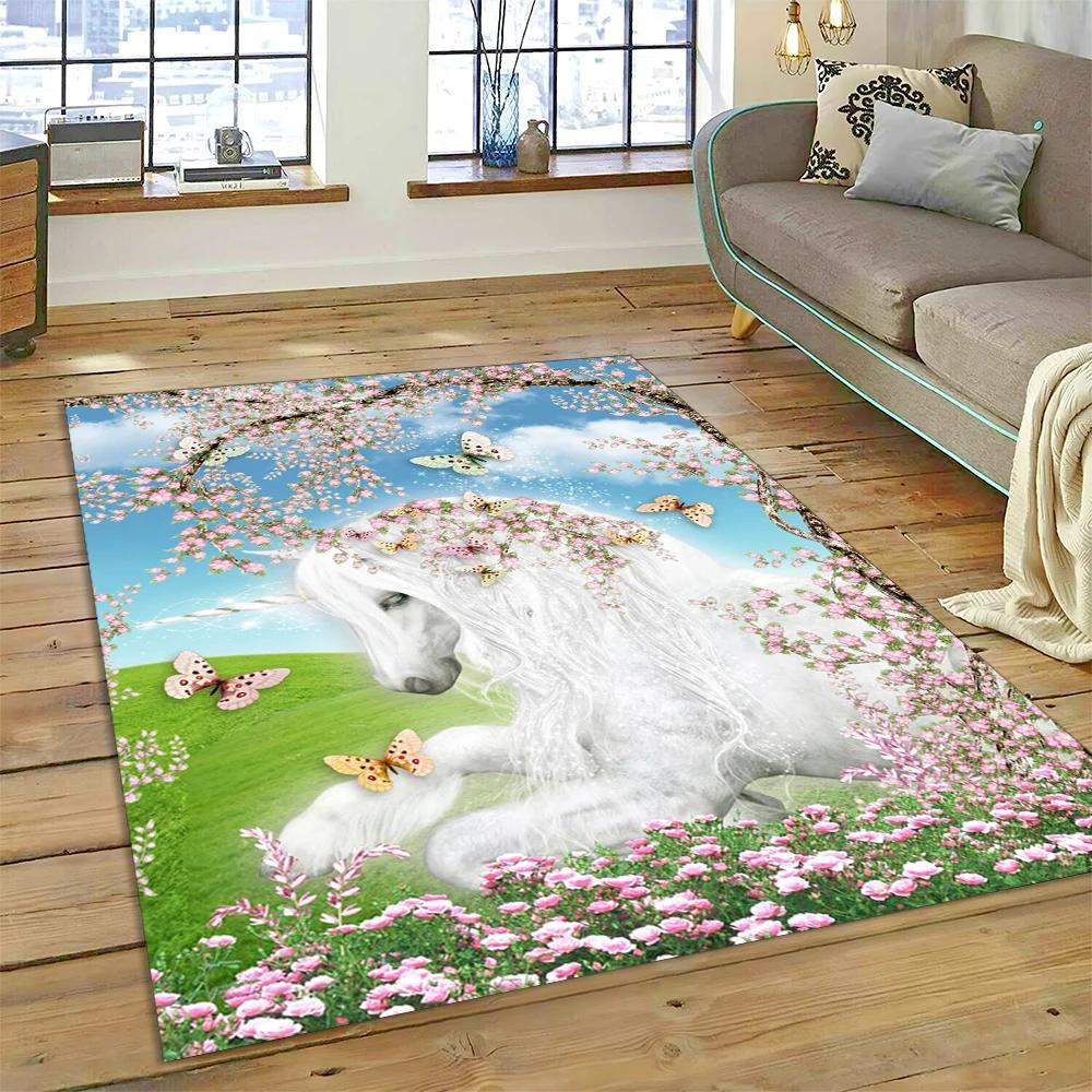 Uroczy jednorożec dziewczyna prezent kreskówka dywan dywanik do domu salon sypialnia sofa wycieraczka dekoracja, dzieci plac zabaw dywan antypoślizgowa mata podłogowa