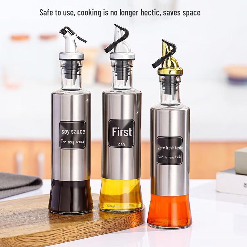 Leak-Proof Press-Type Glass Oil & Vinegar Dispenser