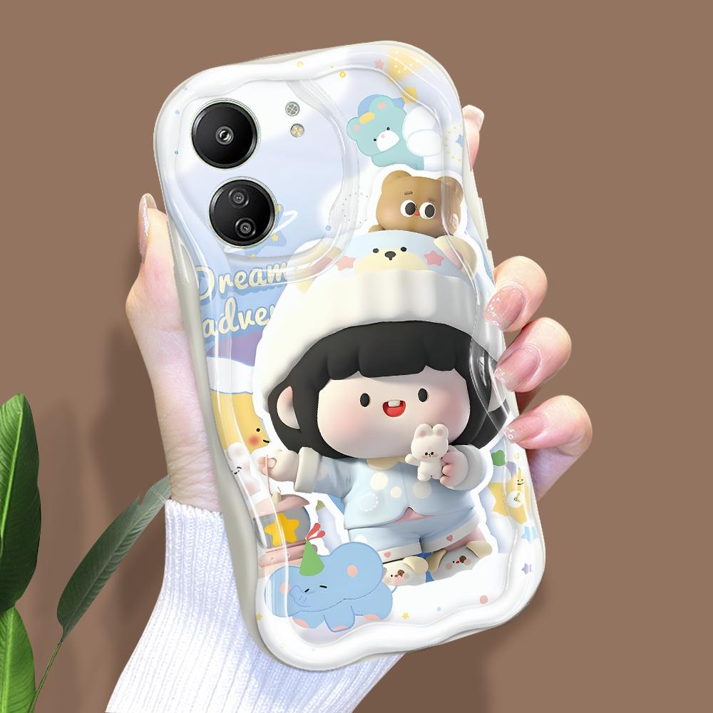 

Милый мультяшный узор, кремовая текстура, мягкий силиконовый чехол с волнистыми краями, чехол для телефона Xiaomi Redmi Redmi K50I белый