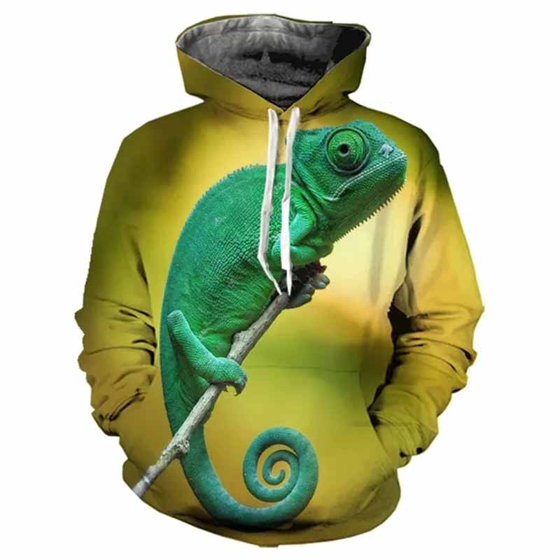 

Толстовка с капюшоном «Ящерица-хамелеон» с 3D-принтом для мужчин и женщин, уличная одежда, толстовки с капюшоном, свободные свитера, толстовки с капюшоном для детей, топы, одежда L