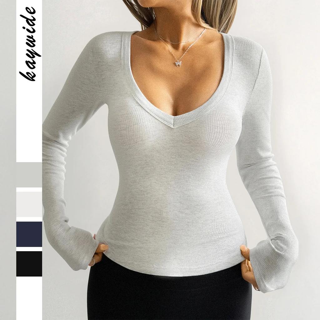 Base Vest T-shirt Women's Clothing 2025 Autumn Winter European American Fashion Solid Color Long-sleeved