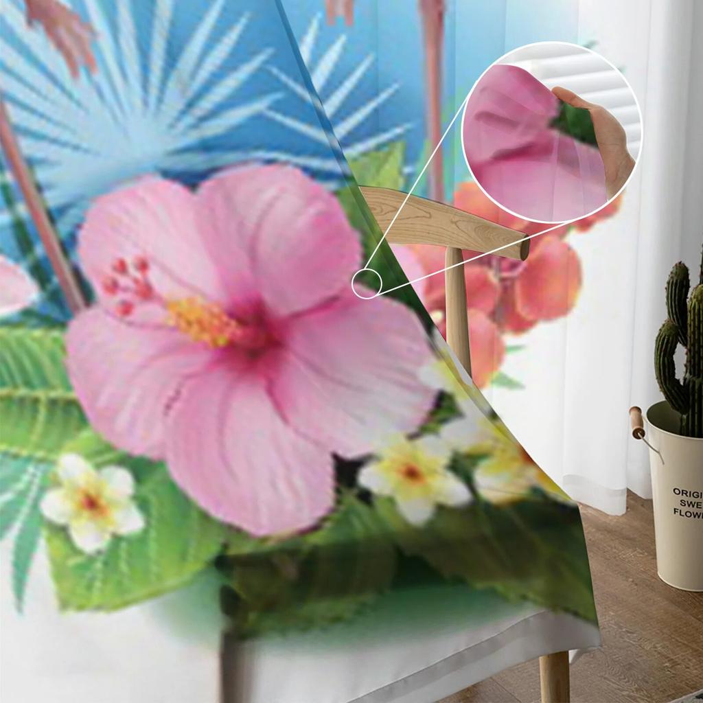 Tropical Flowers And Flamingo Tulle Curtain For Living Room Sheer Valance Curtain For Kitchen Bedroom Window Drapes