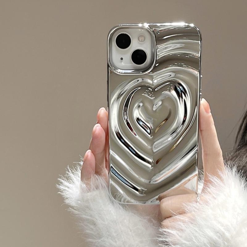 Retro Folds 3D Love Heart Case For For Iphone 13 11 12 14 1 16 17 Pro Max 17 Air Soft Shockproof Cover Bumper