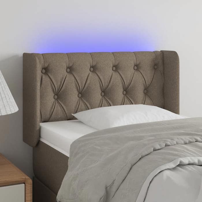 VidaXL Tête de Lit à LED Meuble de Chambre à Coucher Accessoire de Lit Simple Tête de Cadre de Lit Intérieur Taupe 3123550