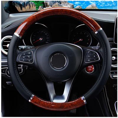 Universal Auto Car Steering Wheel Cover Mahogany Wood Leather Fit 37-38cm Wheel Car Steer Wheel Covers Car Interior Decoration