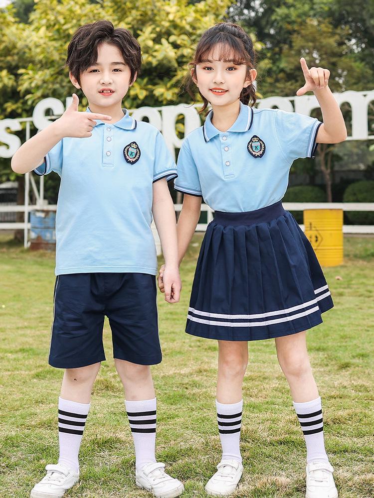 British Style Summer Kids' School Uniform Set - Boys & Girls Two-Piece Performance Wear