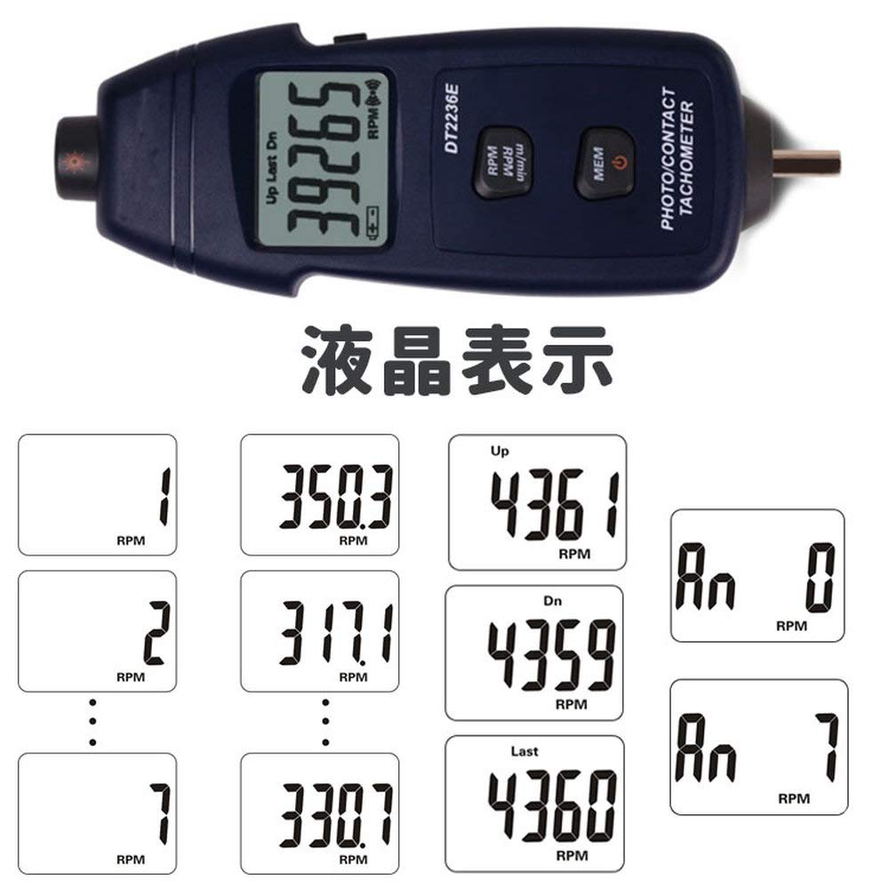 Sonnengetriebener Digitaler Tachometer mit LCD-Anzeige zur Drehmessung von Merkmalen Speicherfunktion und Kontinuierliche Messung (Kontakt/Berührungslos) 5-stellig