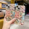 Hot New Diamond Blue Wildflower Full Cover Camera Lens Protection Mobile Phone Case for iPhone 13 14 11 Pro Max Back Cover