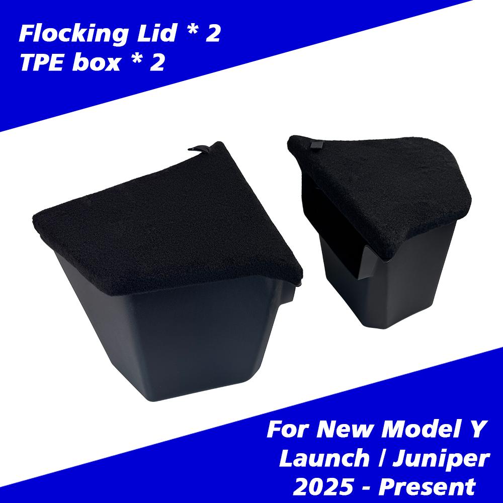 For Tesla New Model Y 2025 Launch Juniper Rear Trunck Side Storage Box with Flocking or TPE Lids Covers and Drawstring