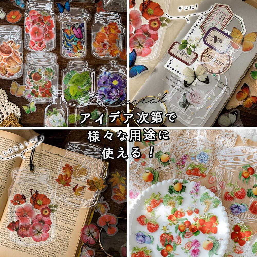 Moin Moin Sticker Flakes In a 35 Stickers Per Type X 8 Types Stickers In Bulk Clear White Green Purple Autumn Realistic Flower Glass 2404sl295 Bottle,