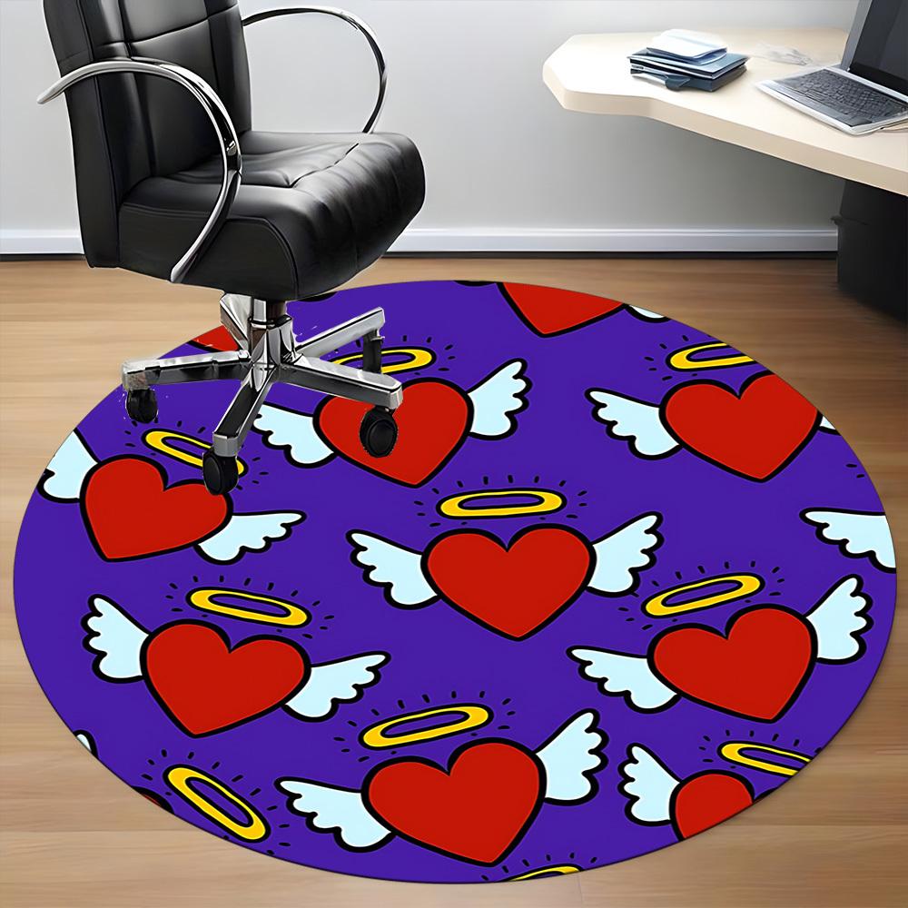 1pc Heart Wings Purple Background Chair Carpet for Office, Non-slip, Soft and Durable Office Rug for Interior Decoration, Perfect for Office