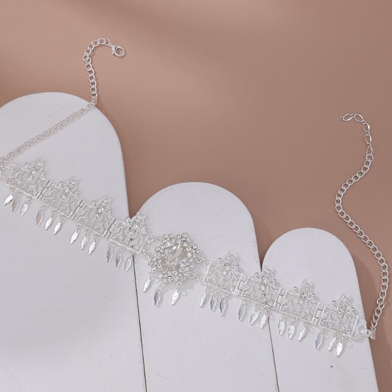 Luxurious Middle Eastern Bridal Head Accessory With Shimmering Rhinestones Hair Jewelry for Wedding Ceremony Dressingup