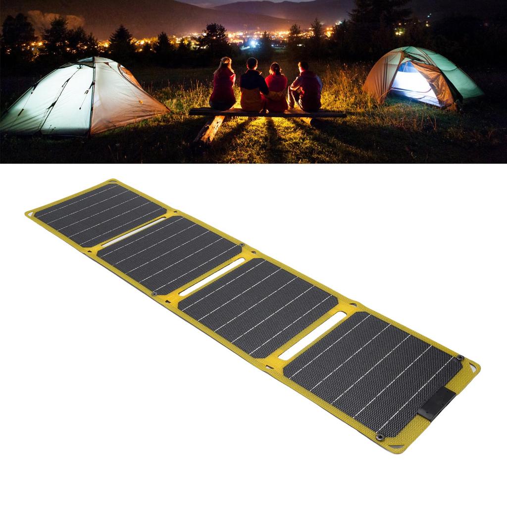 Solar Panel Charger Monocrystalline Silicone ETFE 4 Folding Super Slim Double Type C Solar Charger for Laptops Phones
