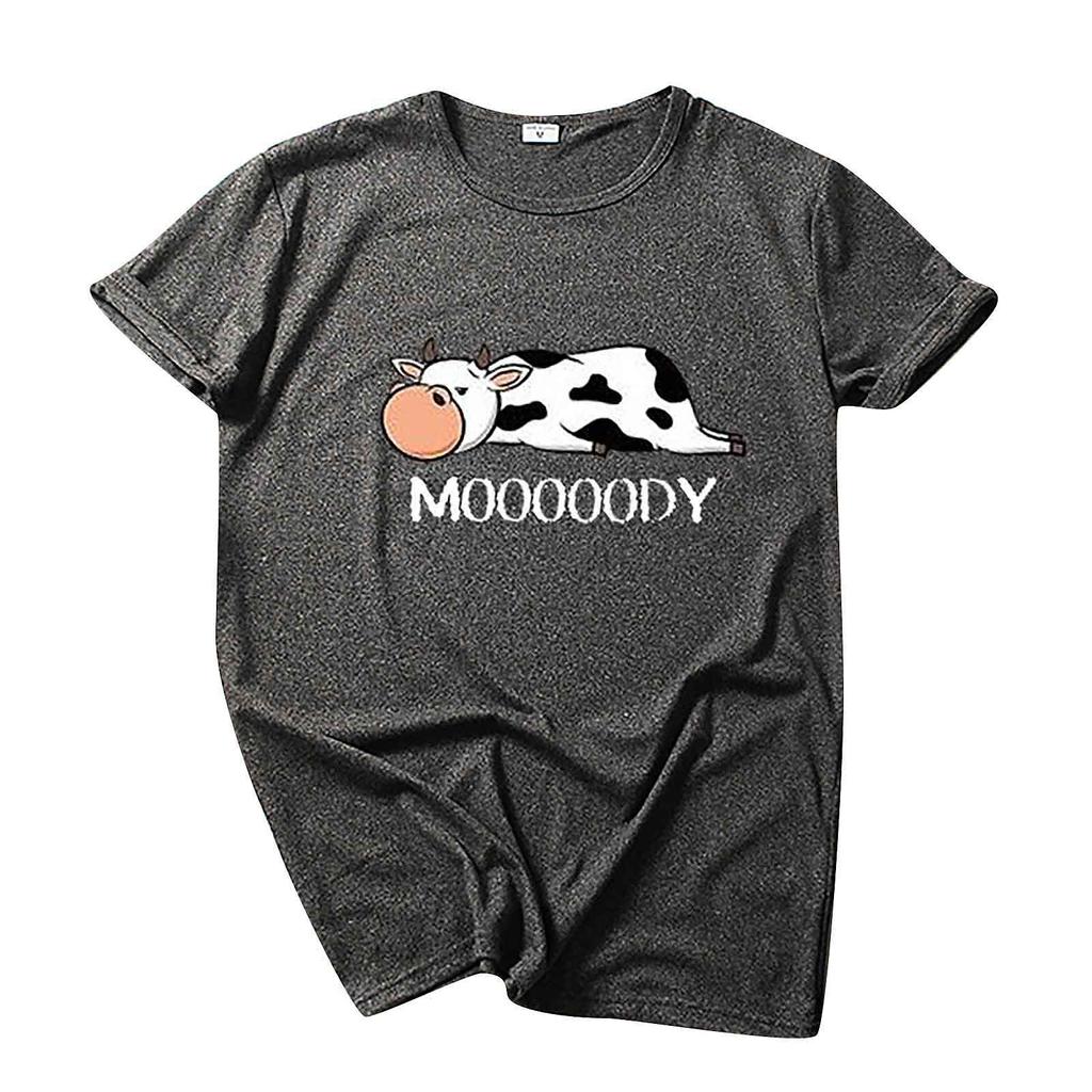 Women's Casual Relaxed Fit Short Sleeve T Shirt Crew Neck Graphic Print Lightweight Comfortable Top for Everyday Wear