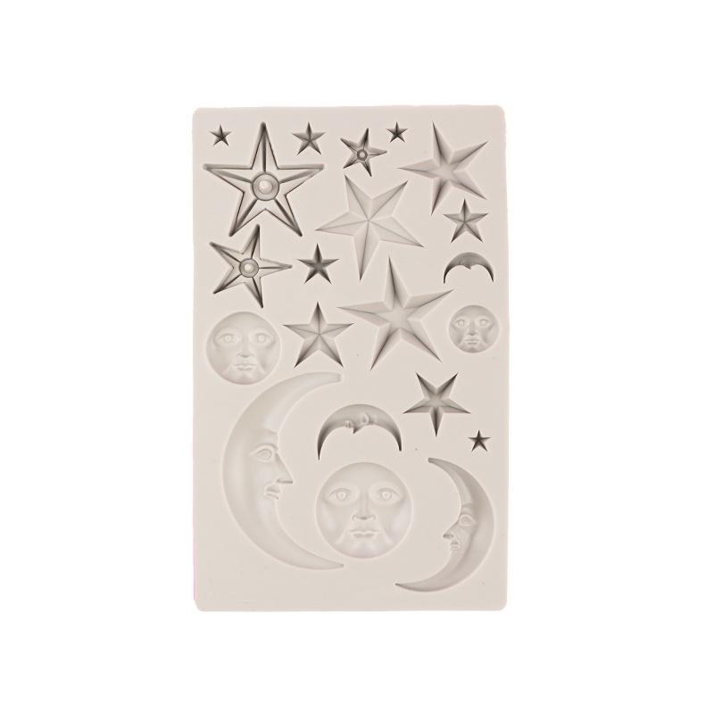 Star and Moon Silicone Mold for Chocolate, Fondant, Cake, Resin, and Baking Decorations.