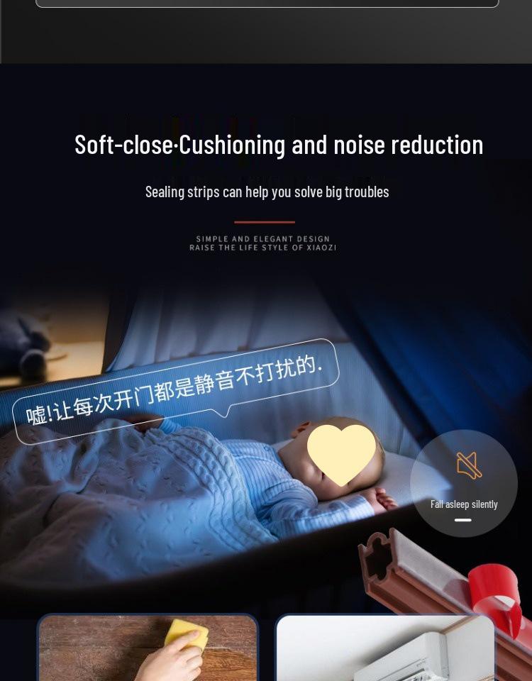 Diebstahlsichere selbstklebende Silikon-Dichtungsleiste für Tür und Fenster zum Abdichten gegen Wind und zur Isolierung