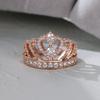 Classic Heart Crown Rings For Women Rose Gold Silver Color Inlay White Zircon Promise Engagement Wedding Bands Mothers Day Gifts