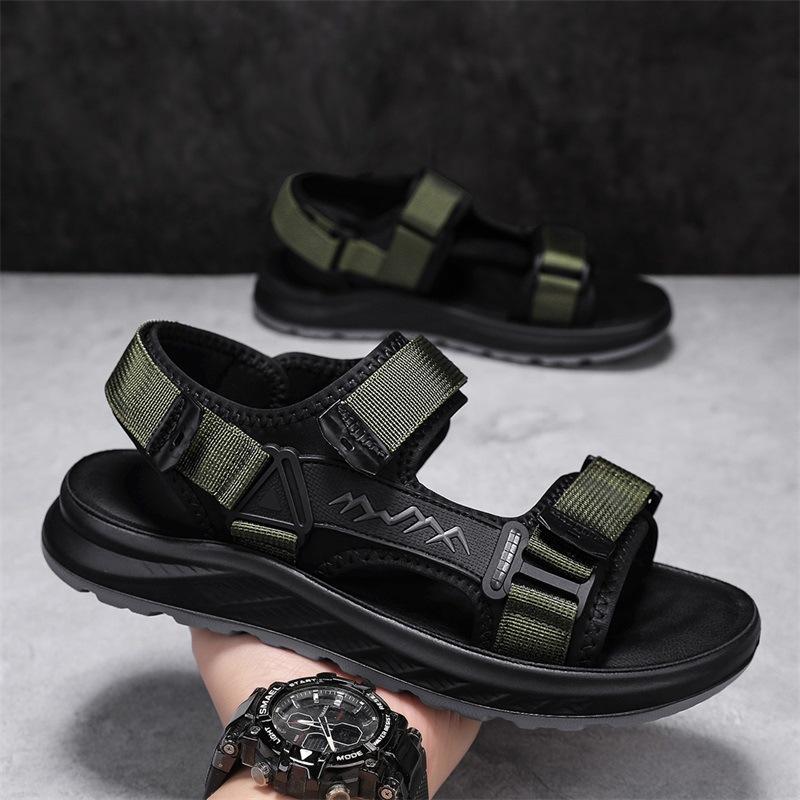 Summer New Sandals Korean Version Fashion One-word Beach Shoes Men's Outdoor Non-slip Wear-resistant Breathable Versatile Casual Shoes
