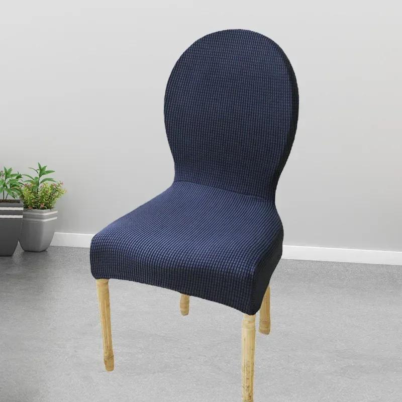 Retro Home Round Back Seat Chair Cover Polar Fleece Slipcovers Protector Case Chair Cover For Room Kitchen Hotel Banquet Cover