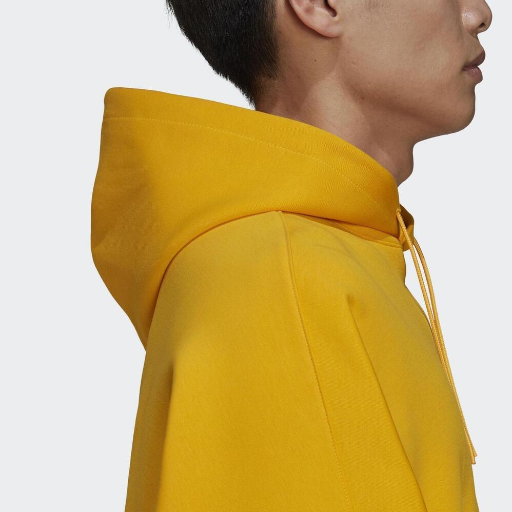 Adidas Originals Kleeblatt-Logo Print Streifen Kordelzug Hoodie Langarm Sweatshirt Herren Oberteile Gelb HM1873