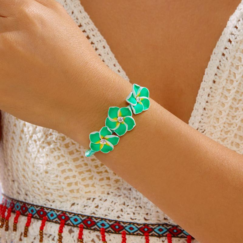 Bracciale Floreale Hawaiano Boho per Donna Corda Intrecciata con Perline Braccialetto Vacanza Estiva in Spiaggia Feste Gioielli Migliori Regali per Amici