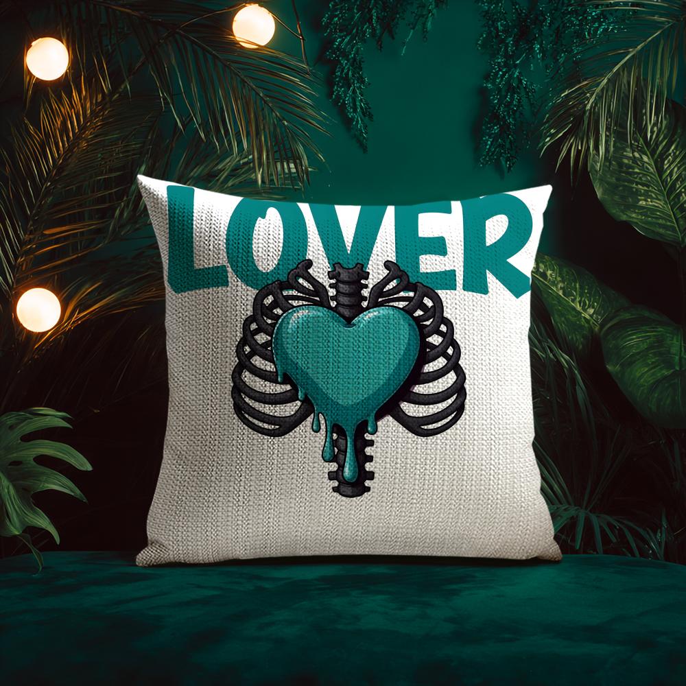 Retro American Style Letter Printing Cushion Cover Silky Elegant Comfort Sofa Bed Invisible Zipper Beach Pillowcase
