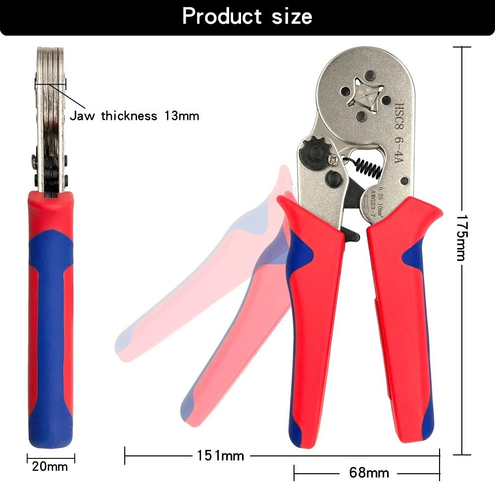 Clești de sertizare HSC8 6-4A 0,25mm²-10mm²/6-6A/16-6 0.08mm²-16mm² Unelte de mână cu borne tubulare Ferrule Unelte de mână pentru sertizare pentru fire electrice