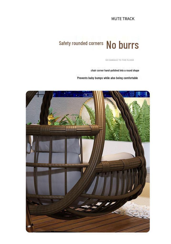 Outdoor Courtyard Rocking Chair Set with Hanging Chair and Recliner