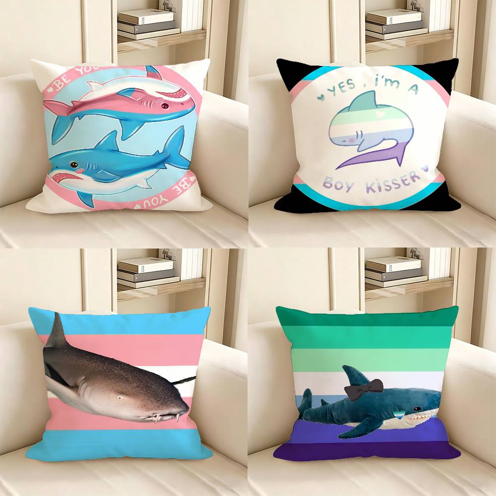 Pc Trans Blahaj Shark Pillow Case Fashion Square Pillowcase Bedroom Sofa Room Ins Decoration Leisure