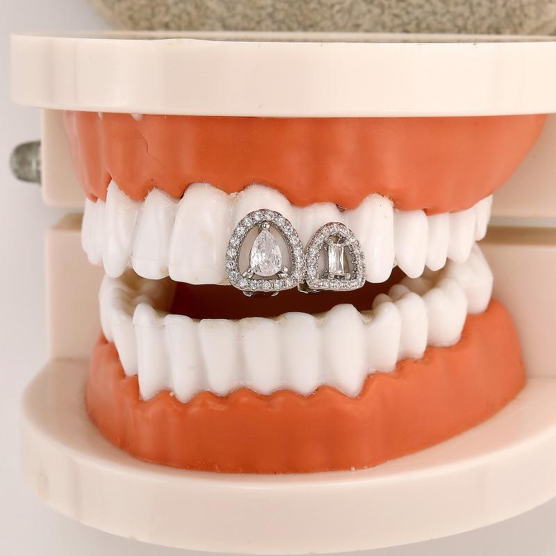 Grillz Dents Creuses Appareil Dentaire Hip Hop Zircon Brillant Coiffes Dentaires Pour Femmes Hommes Bijoux Grills Dentaires