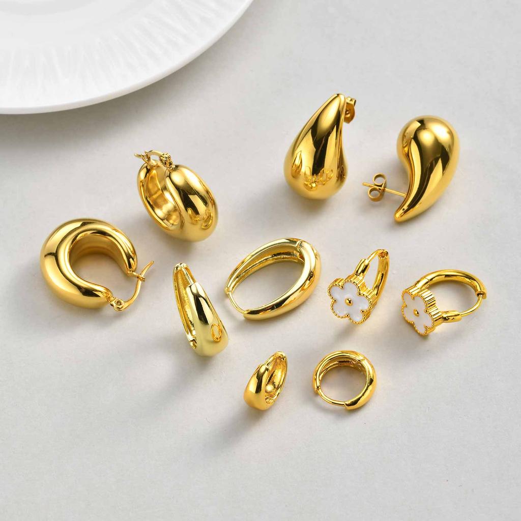 Simple Hollow U-Shaped Earrings for Women Stainless Steel Infinity Earrings 18k Gold Plated Daily Jewelry Gift