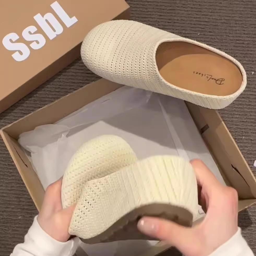 Non-slip Comfortable Bag Head Slippers Women's Spring and Summer New Outer Wear Casual One-pedal Lazy Half Slippers Tide