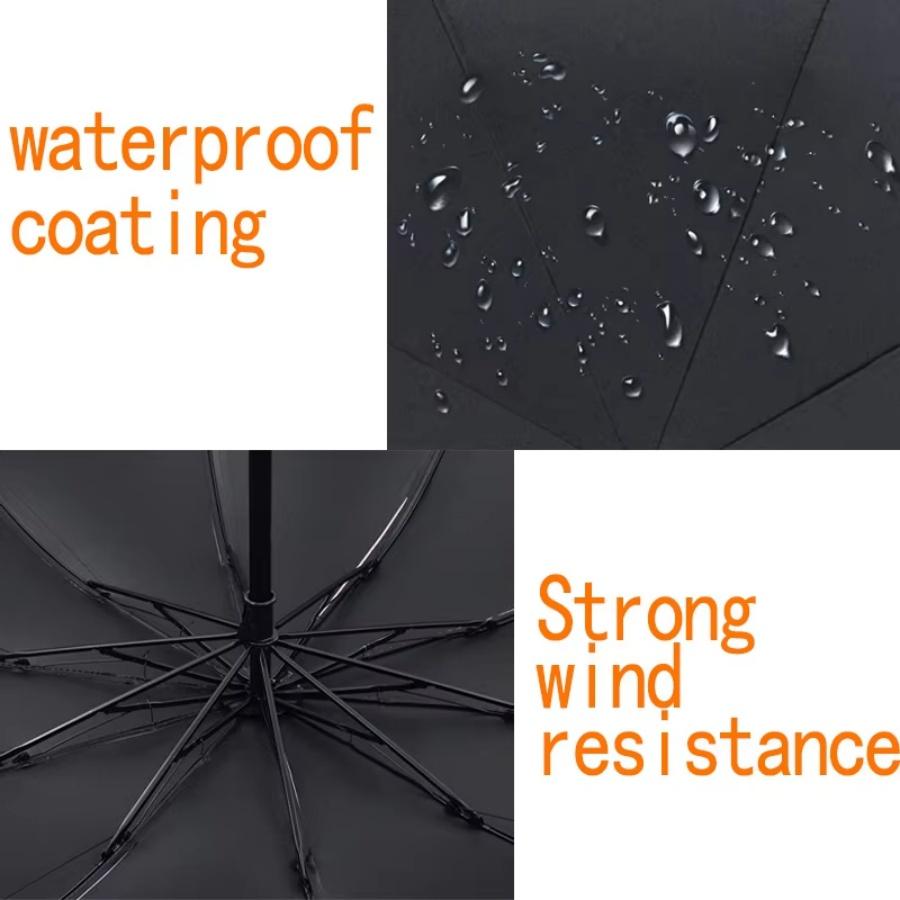 115cm/45.28inch Fashion Simple Umbrella Strong Windproof All Weather Umbrella Large Size 10 Bone Men's Business Umbrella