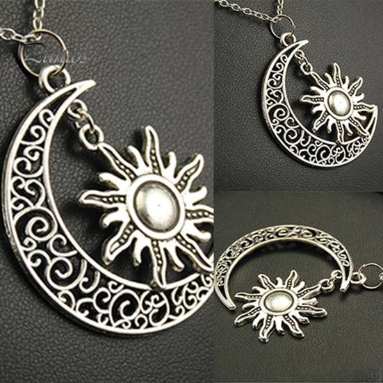Jewelry Necklace Moon Sun Shape Vintage Style Alloy Gifts Unisex Fashion Chain for