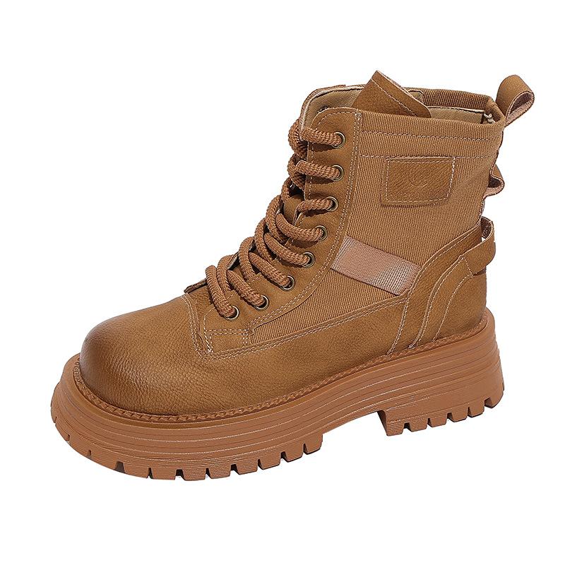 Thick-soled versatile and thin big yellow boots Martin boots 2025 autumn new fashionable retro British wind locomotive tooling boots