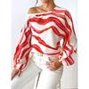 New Fashion Long Sleeve Sexy Off Shoulder Shirts Women Slash Neck Printed Loose Casual Blouses for Women Elegant Simple Office Ladies Shirt Tops 26271