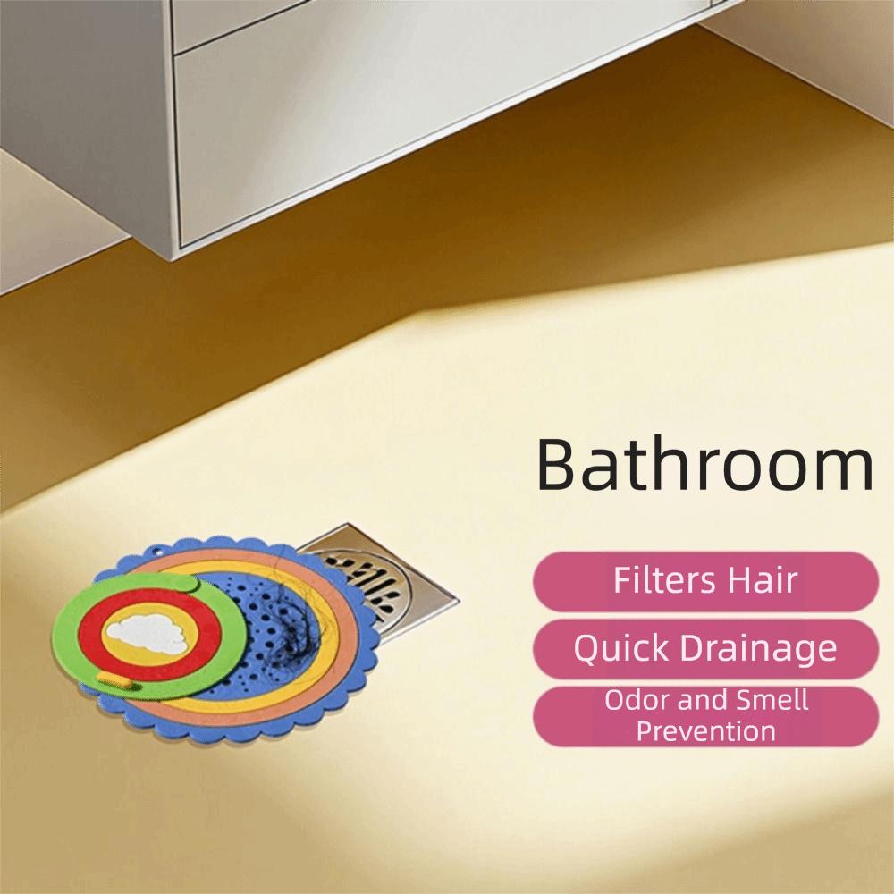 Cute Cartoon Rainbow Floor Drain Cover Thickened Soft Bathroom Drain Stopper Simple Silicone Pad Sink Strainer Kitchen