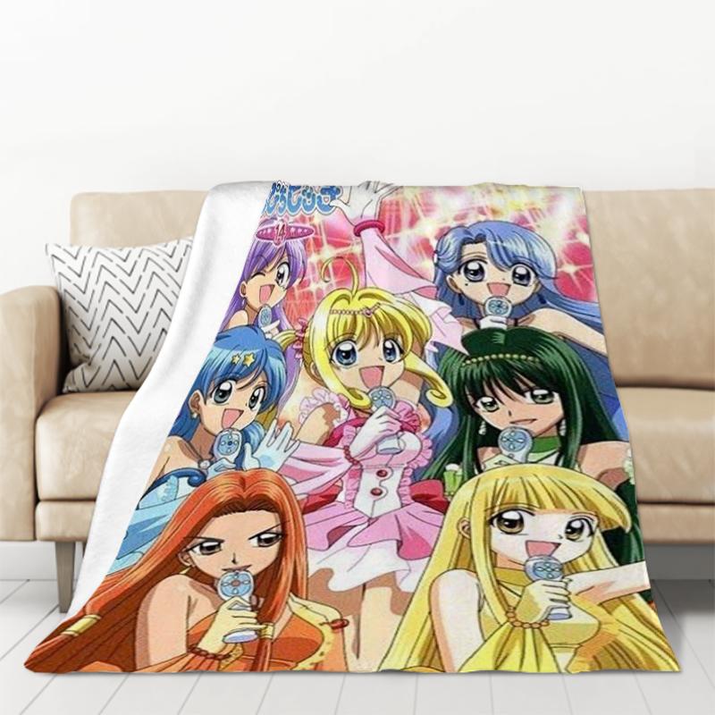 Anime Blanket Mermaid Melody Pichi Pichi Pitch Double Bed Blankets & Throws Furry Throw Sofa Fluffy Soft Decorative Custom Kid's