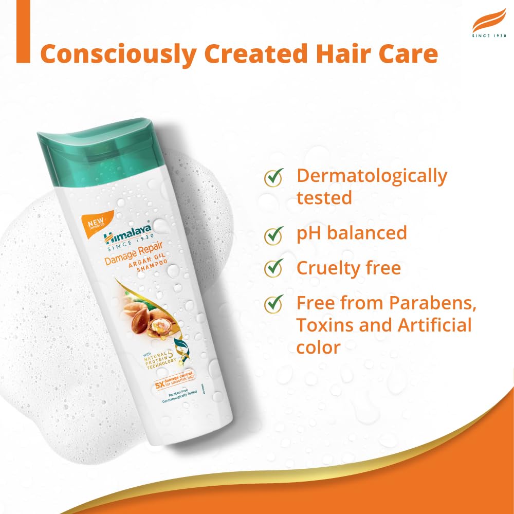 Himalaya Damage Repair Argan Oil Shampoo 340ml For Frizz Control Split End Protection Smooth Nourished Hair For All Hair Types
