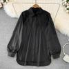 Elegant Simple Plus Size Casual Women's Shirts Spring and Autumn Loose Lantern Sleeve Cotton White Blouses Women Button Up Solid Shirt Top S-5XL 26032