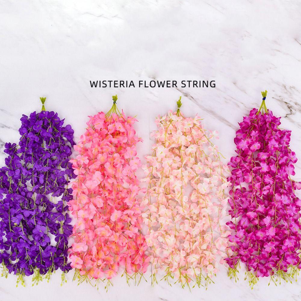 10PCS Multicolor Vine Wreath Silk Petals Flower Vine Garland Silk Flowers String  Scene Ornament