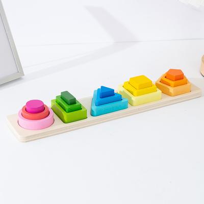 Geometric Shape Sorting Stacking Toys Columns Colorful Matching Puzzles Building Blocks Early Learning Color & Shape Recognition