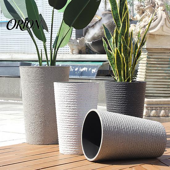Large Capacity Planter for Tall Plants Round Flower Pot with Drainage Holes, 17 Inch Stone-Look Durable Weather Resistant Decorative Container