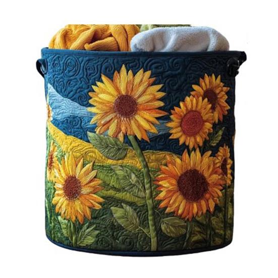 Quilted Laundry Basket Fabric Floral Storage Basket with Handles Boho Clothes Basket for Laundry Nursery Bedroom Garments Kids Toys