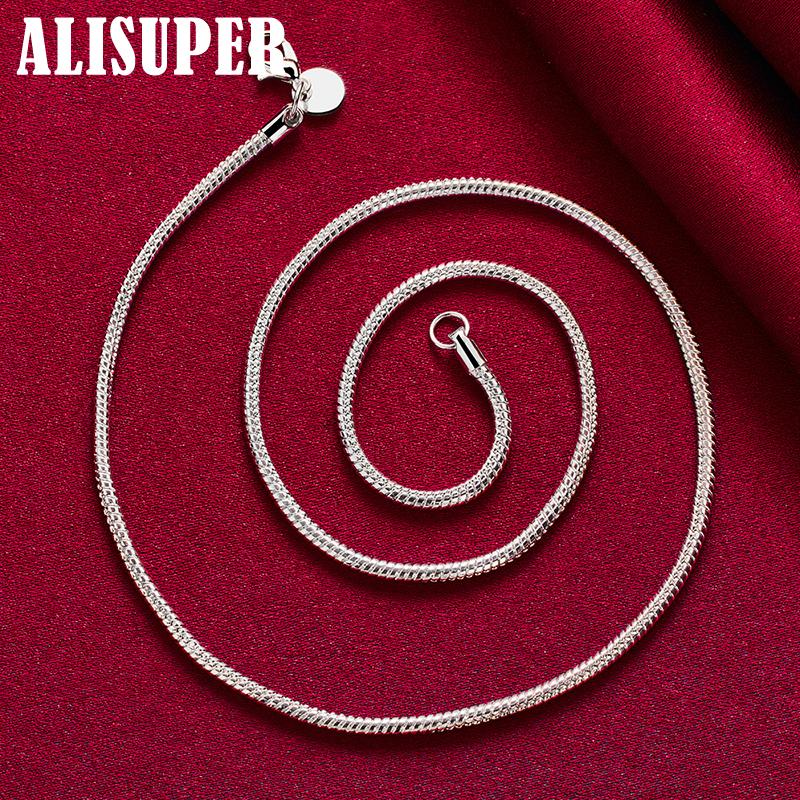 925 Sterling Silver 16/18/20/24/22/24/26/30 Inch 3mm Snake Chain Necklace Jewelry