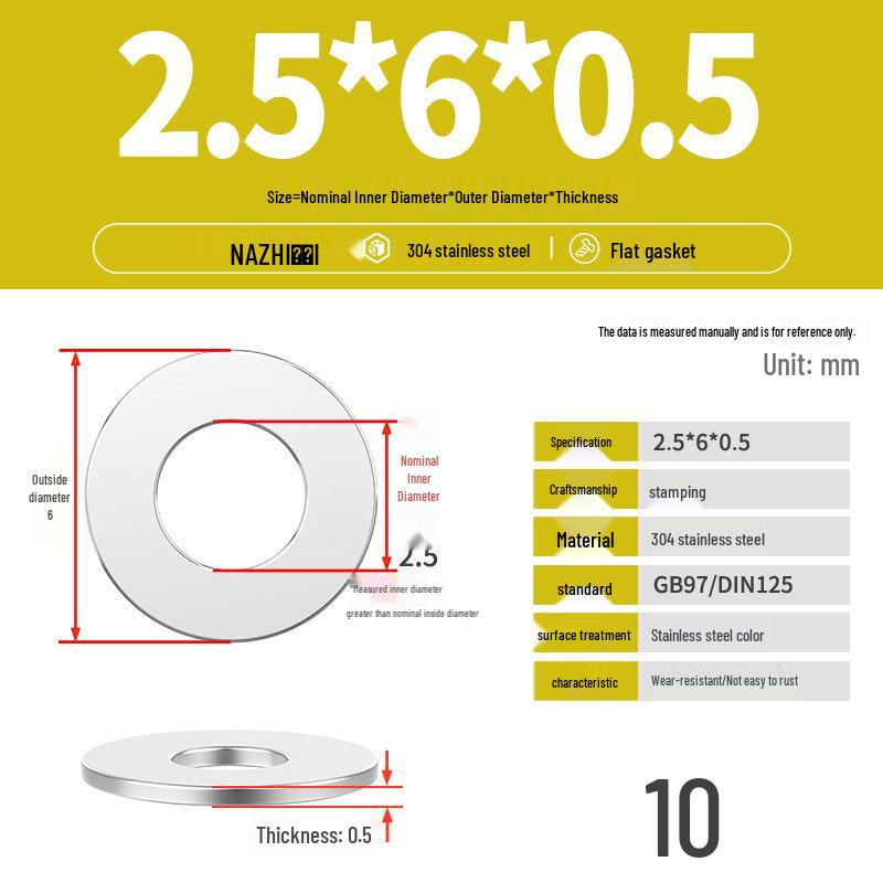 Thickened 304 Stainless Steel Flat Washer Spacer (M4-M8)