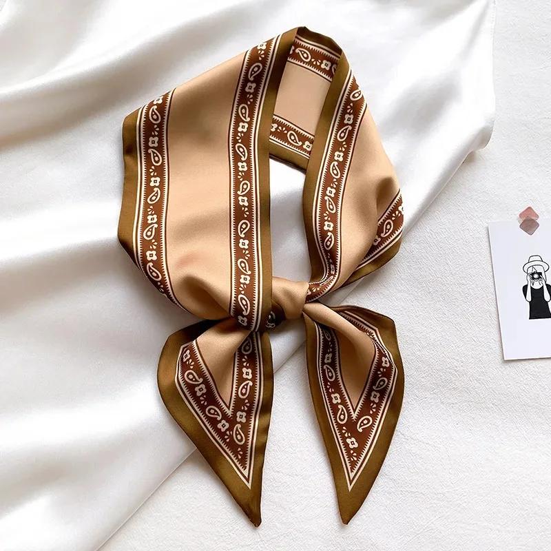 Silk Long Scarf Women Leopard Flamingo Print Luxury Hairband Narrow Scarves Small Neckerchief Summer Headband Ribbons Female